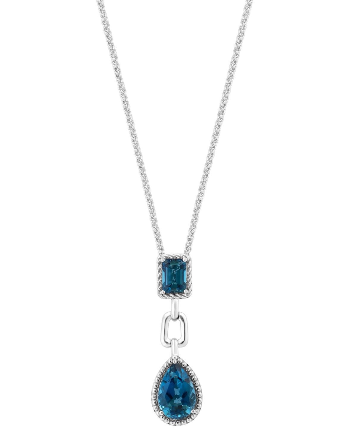 Effy Collection Effy London Blue Topaz Double Drop 18" Pendant Necklace (5 Ct. T.w) In Sterling Silver