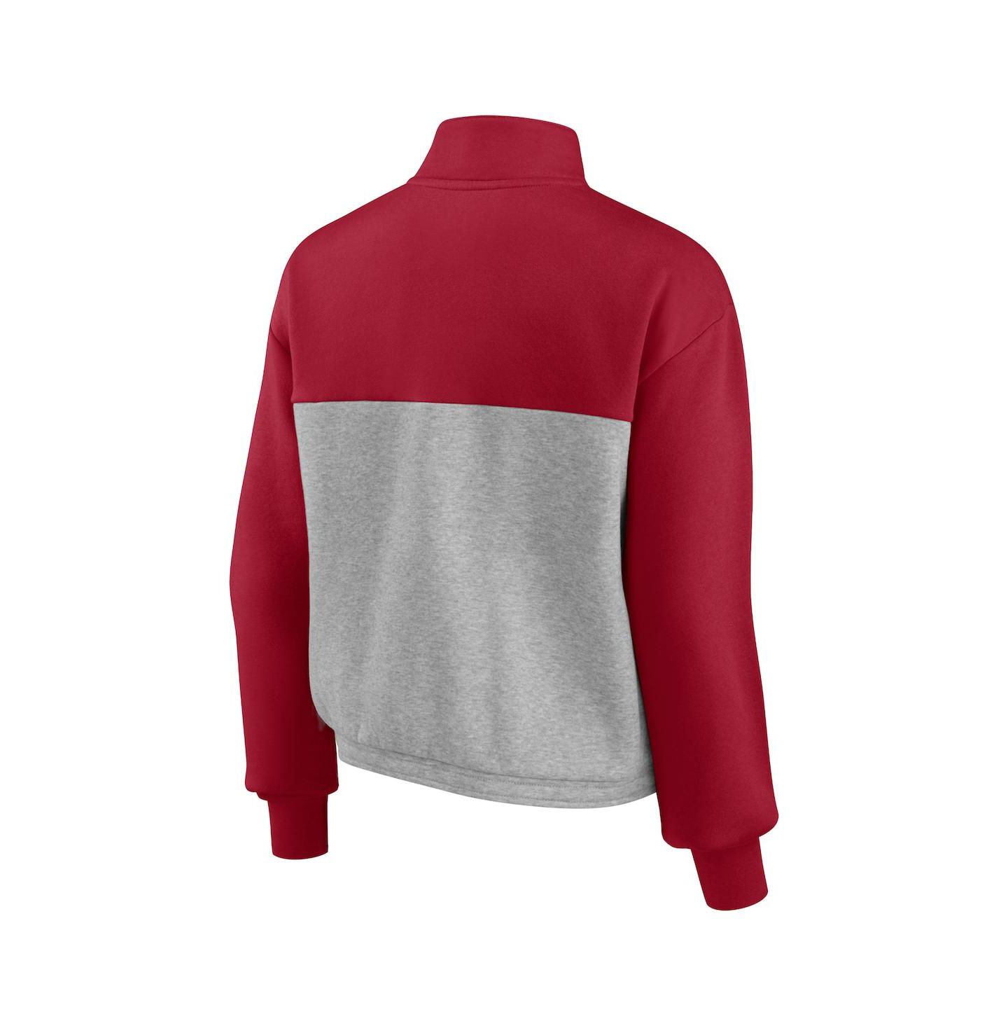 Женская куртка Fanatics Crimson, Heathered Gray Oklahoma Sooners Sideline to Sideline Colorblock Quarter-Zip — фото 2