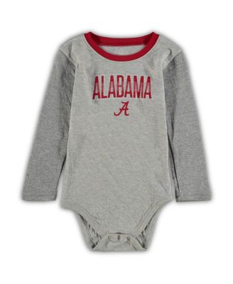 Infant Boys and Girls Heathered Gray, Crimson Alabama Crimson Tide Jie Jie Long Sleeve Bodysuit and Pants Set
