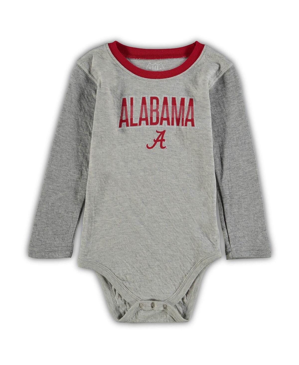 Shop Wes & Willy Infant Boys And Girls  Heathered Gray, Crimson Alabama Crimson Tide Jie Jie Long Sleeve B In Heathered Gray,crimson
