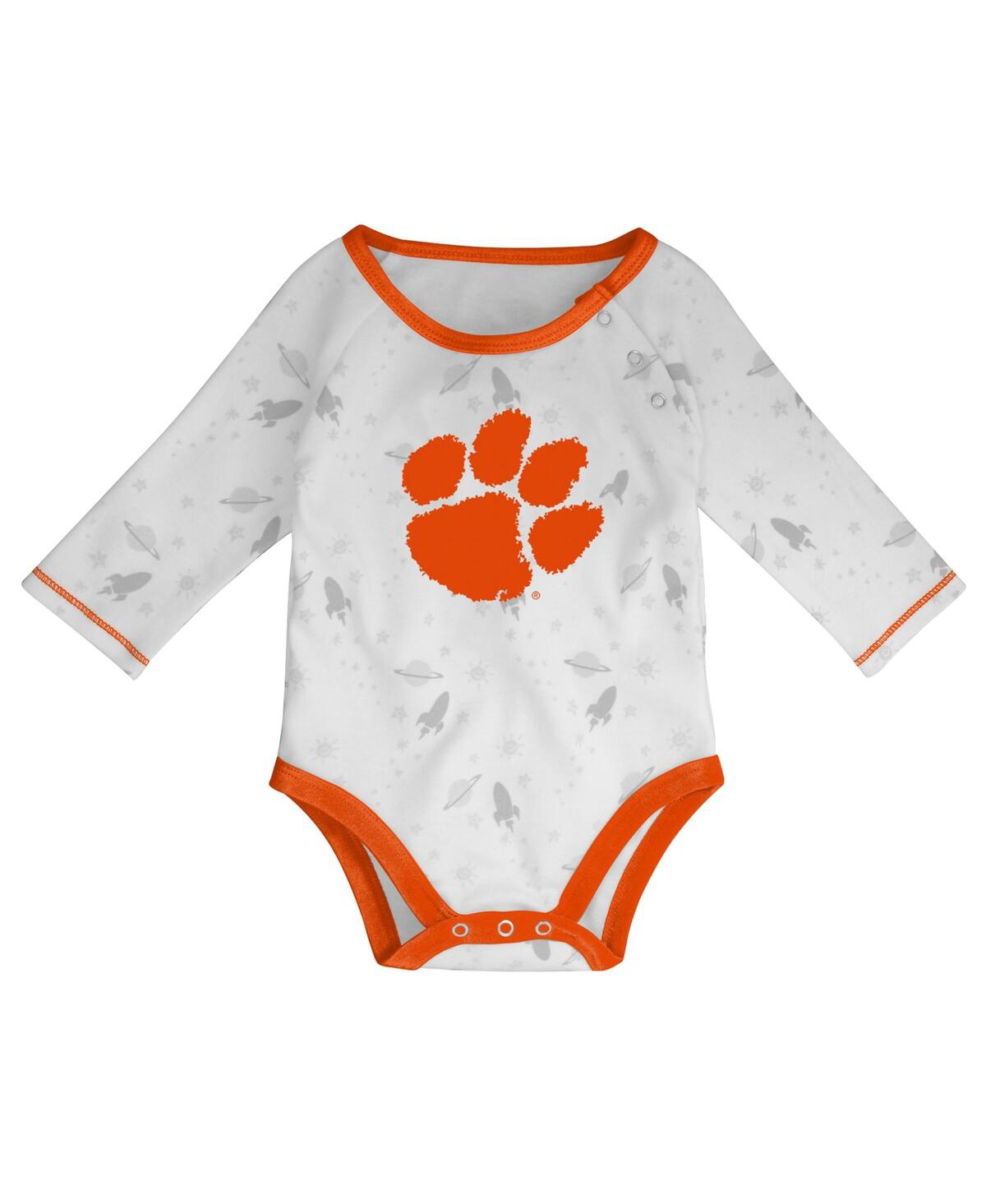 Shop Outerstuff Newborn And Infant Boys And Girls Orange, White Clemson Tigers Dream Team Raglan Long Sleeve Bodysui In Orange,white