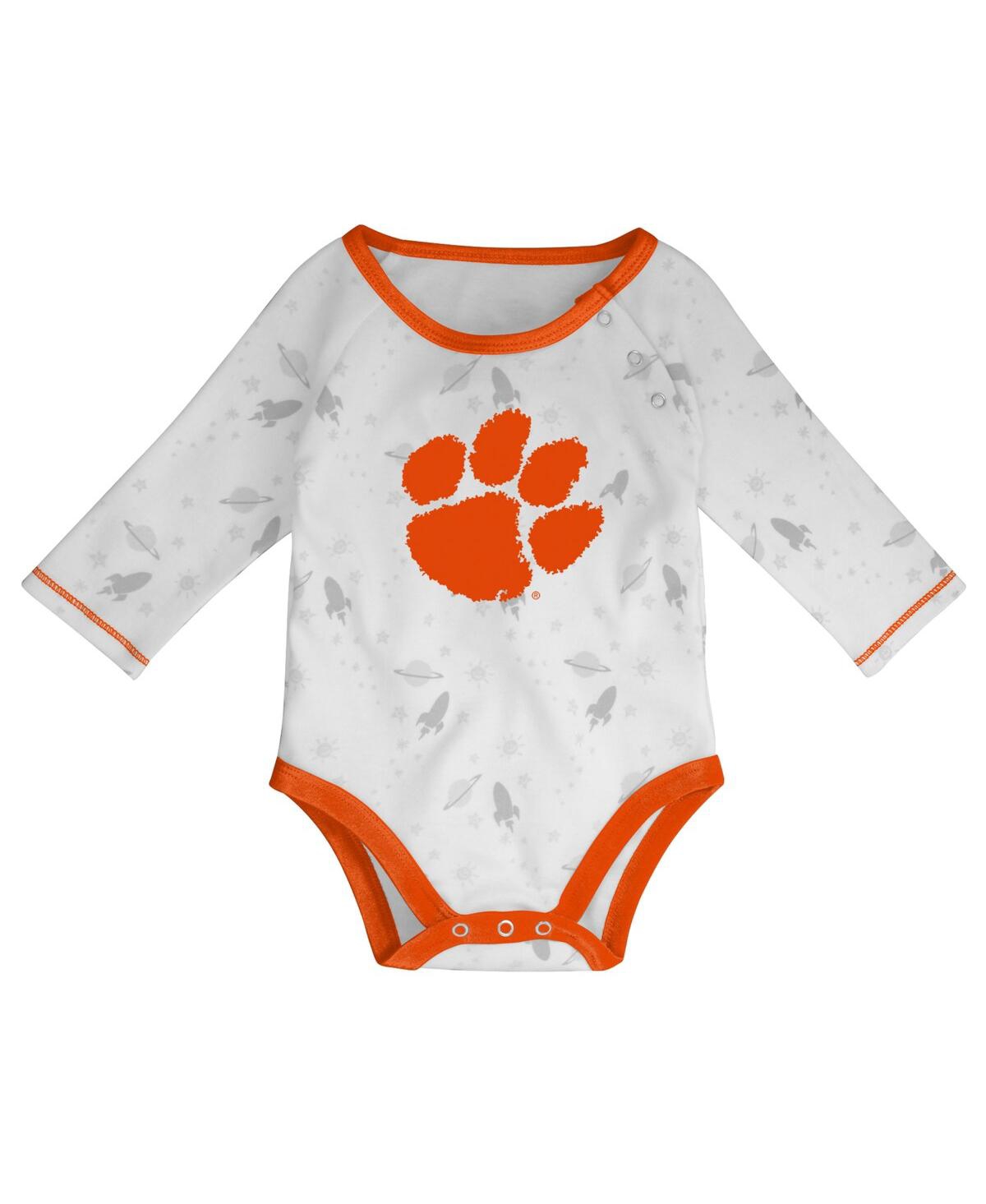 Outerstuff Newborn And Infant Boys And Girls Orange, White Clemson Tigers Dream Team Raglan Long Sleeve Bodysui In Orange,white