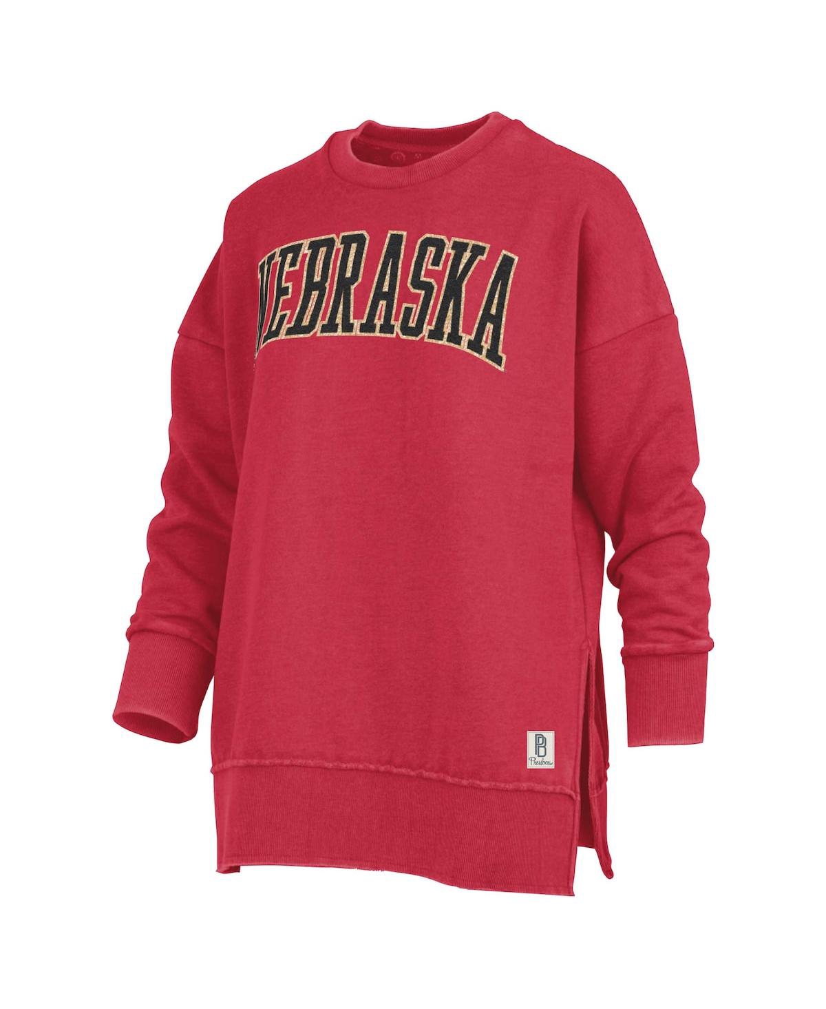 Women's Pressbox Scarlet Nebraska Huskers Stone Gala Oversized T-shirt - Scarlet