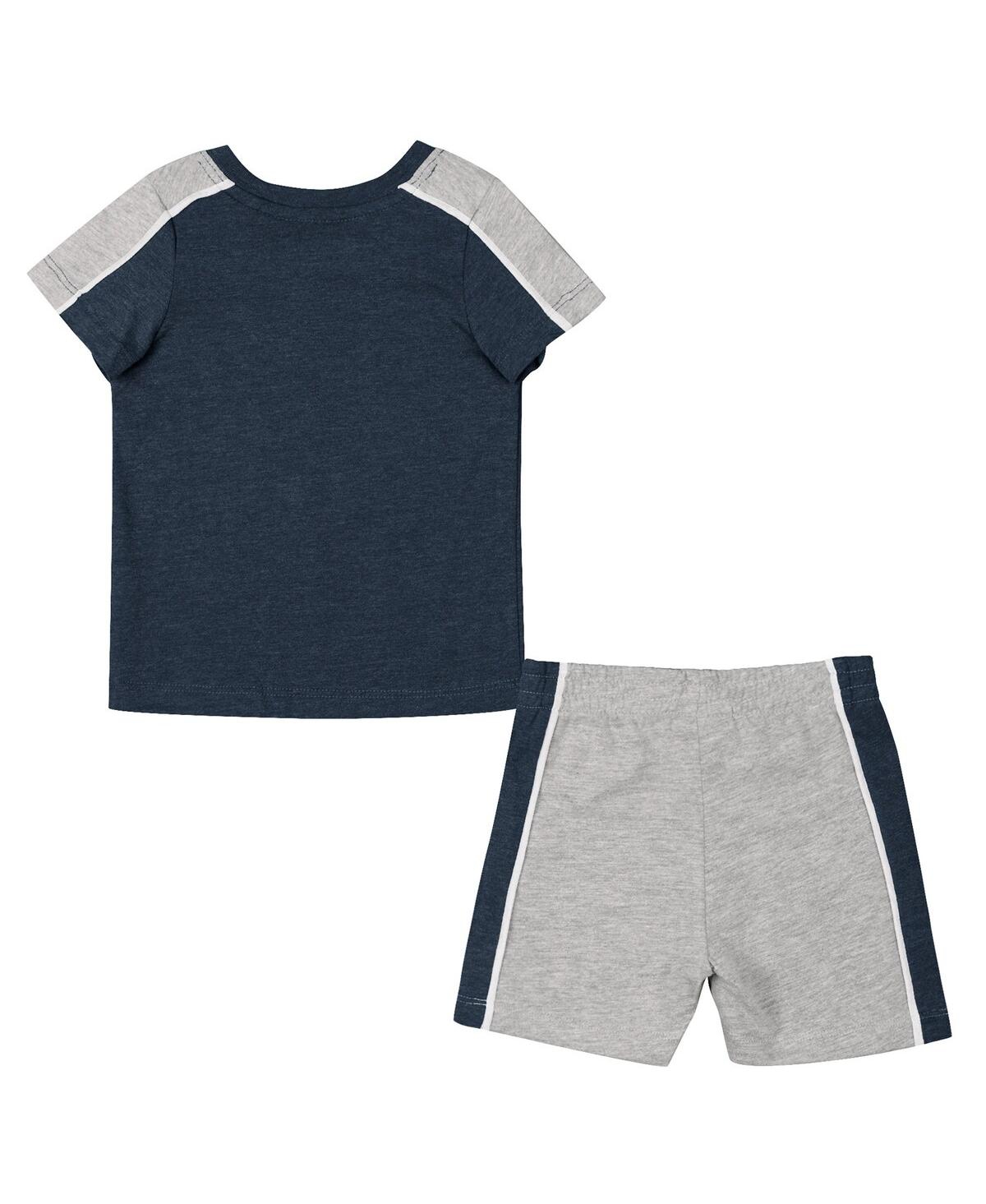 Shop Colosseum Infant Boys And Girls  Navy, Heather Gray Penn State Nittany Lions Norman T-shirt And Short In Navy,heather Gray