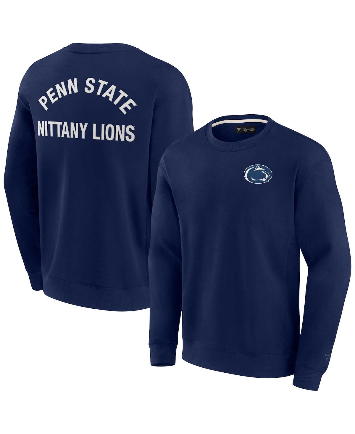 Shop Fanatics Signature Men's And Women's  Navy Penn State Nittany Lions Super Soft Pullover Crew Sweatshi