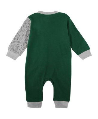 Newborn and Infant Boys and Girls Green Michigan State Spartans Playbook Two-Tone Full-Snap Jumper