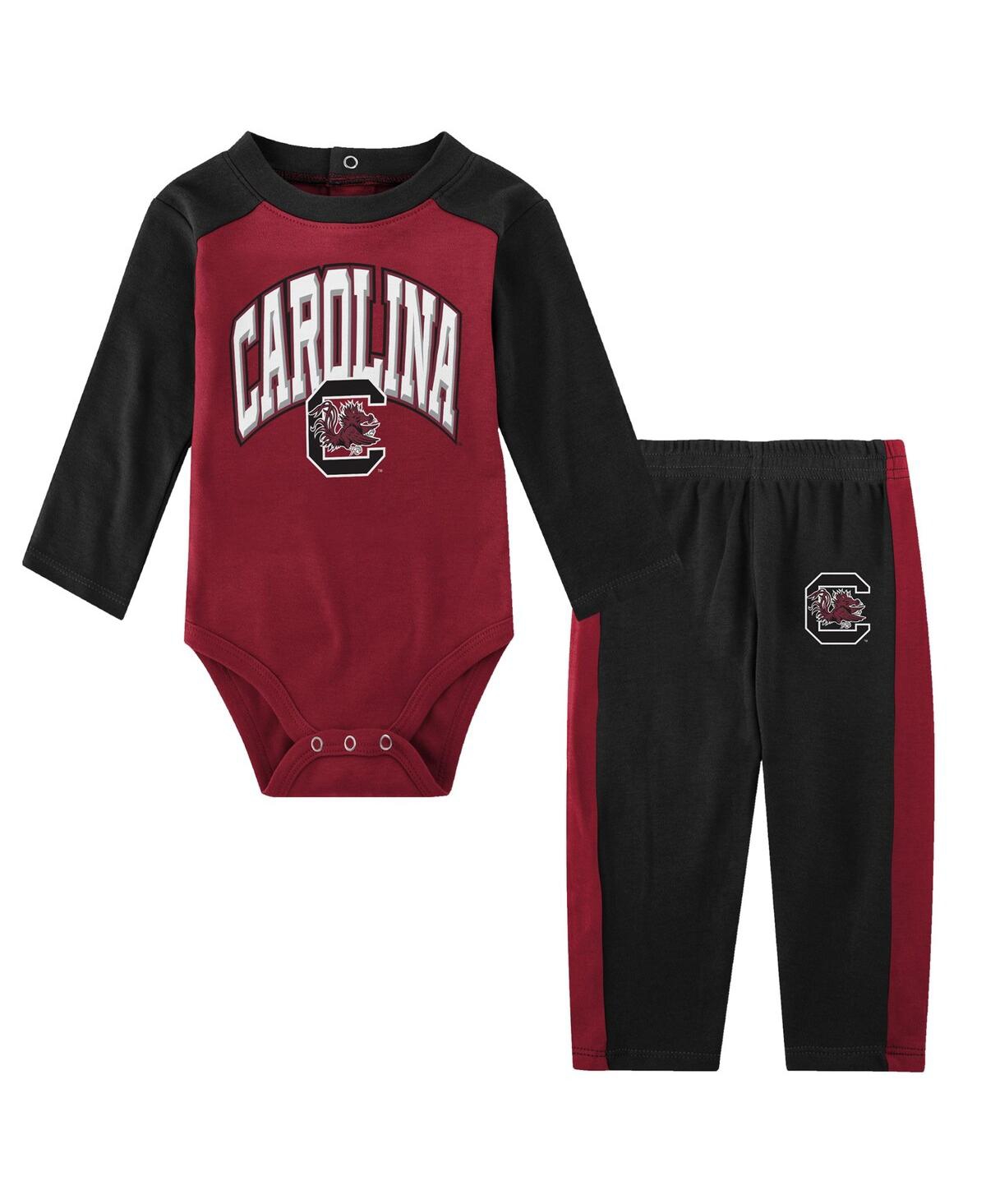 OUTERSTUFF INFANT BOYS AND GIRLS BLACK SOUTH CAROLINA GAMECOCKS ROOKIE OF THE YEAR LONG SLEEVE BODYSUIT AND PAN