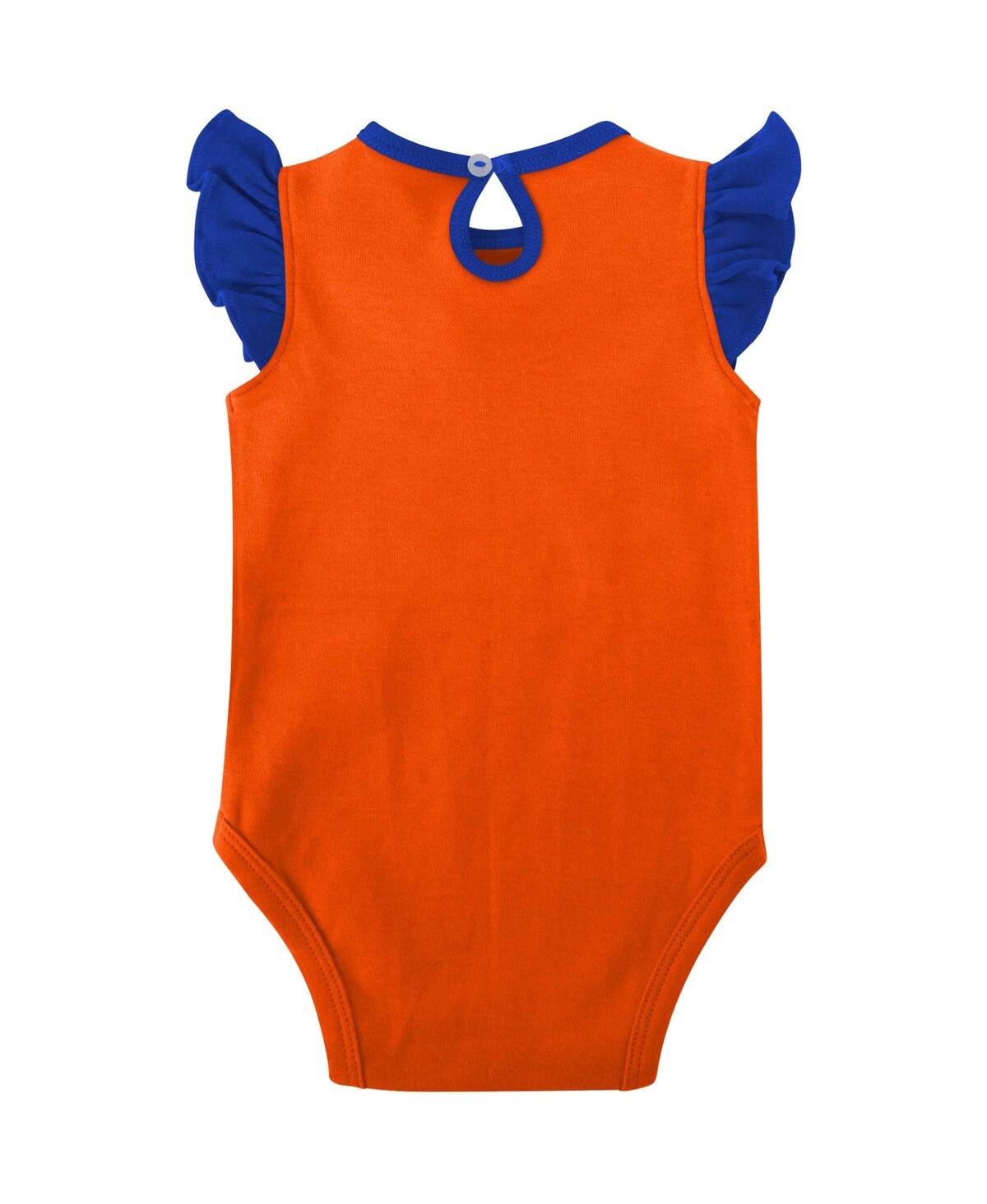 Outerstuff Girls Newborn And Infant Royal, Orange Florida Gators Spread The Love 2-pack Bodysuit Set In Royal,orange