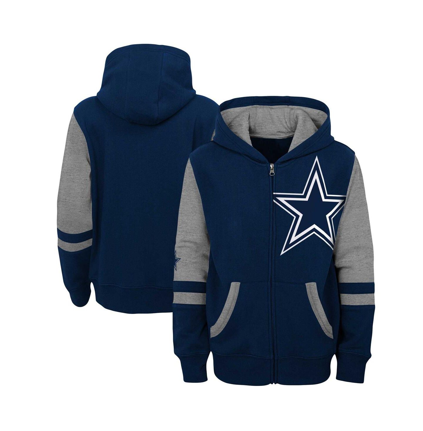 Худи Outerstuff Navy Dallas Cowboys Colorblock Full-Zip для мальчиков — фото 1
