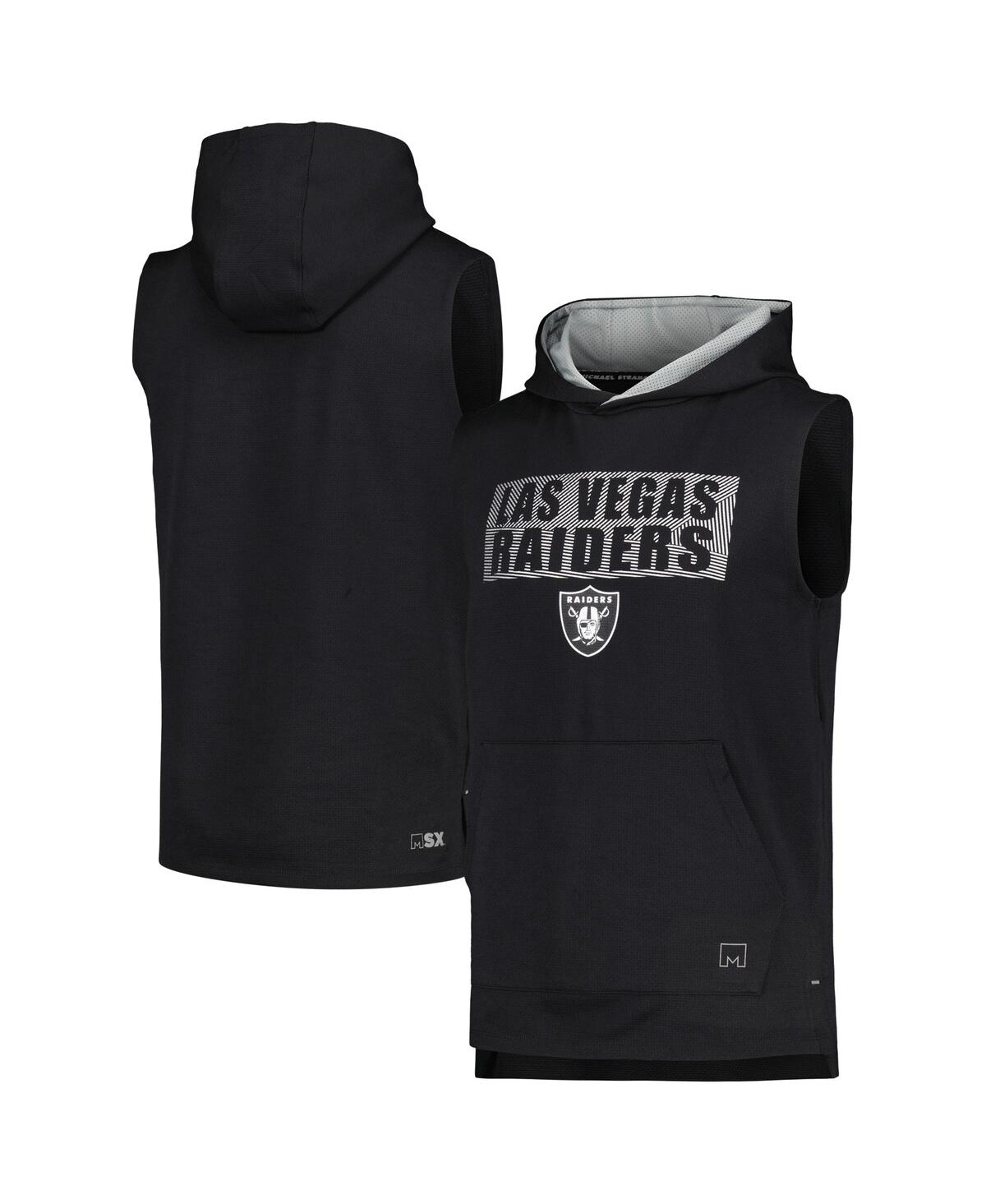 Msx By Michael Strahan Men's  Black Las Vegas Raiders Marathon Sleeveless Pullover Hoodie