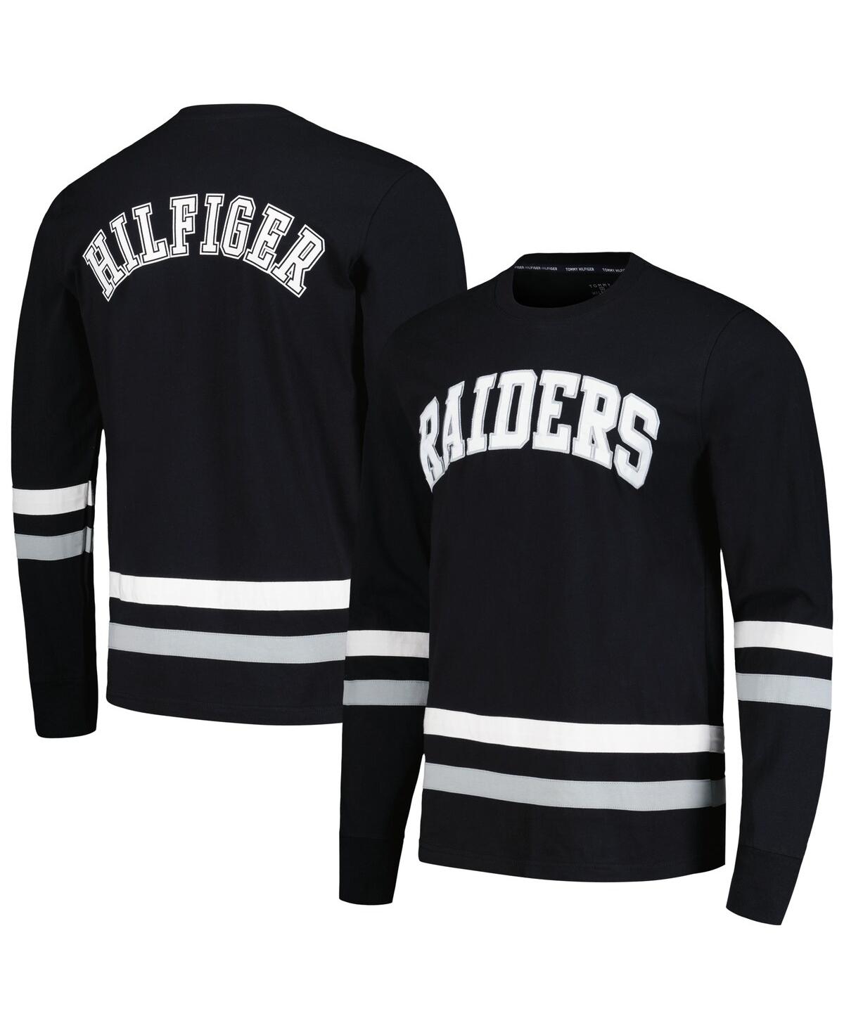 Tommy Hilfiger Men's  Black, Silver Las Vegas Raiders Nolan Long Sleeve T-shirt In Black,silver