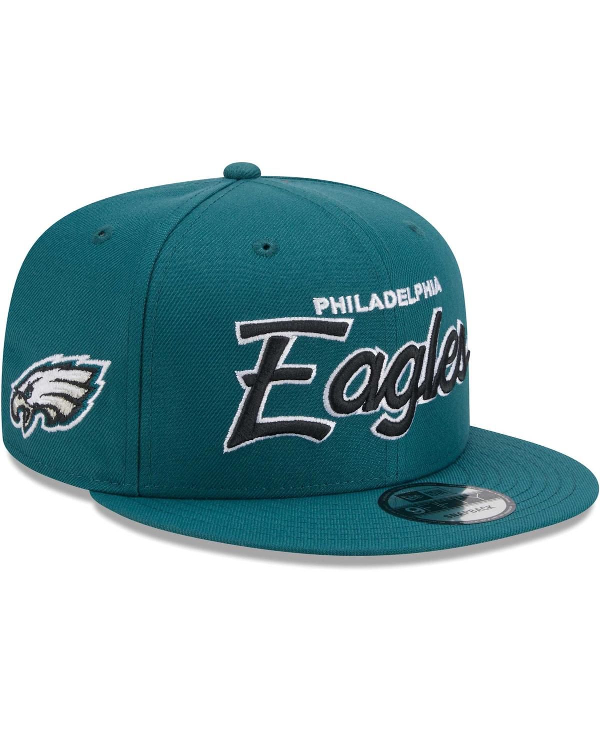 Мужская темно-зеленая кепка Philadelphia Eagles с надписью Main Script 9FIFTY Snapback