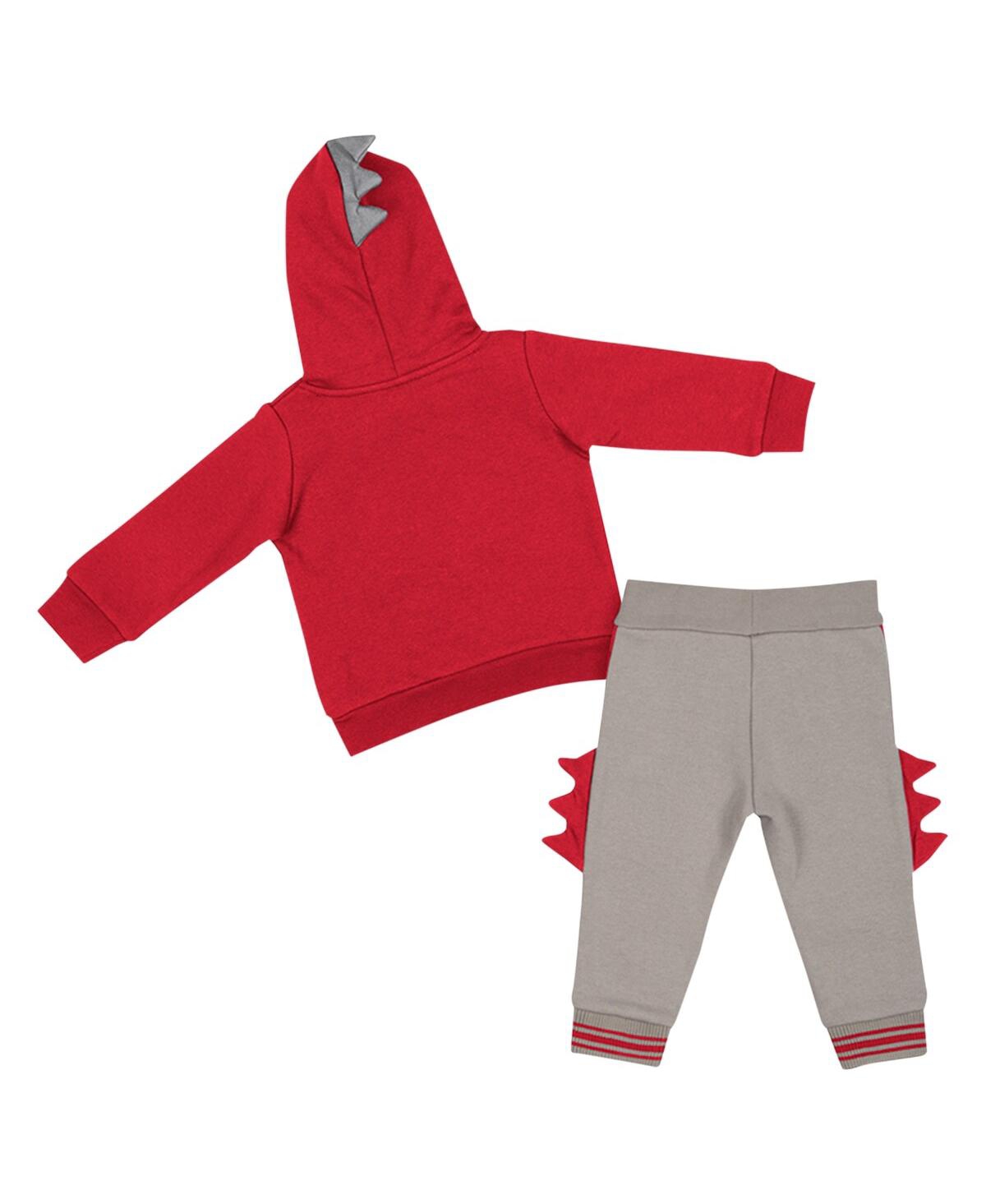 Shop Colosseum Infant Boys And Girls  Scarlet, Gray Ohio State Buckeyes Dino Pullover Hoodie And Pants Set In Scarlet,gray