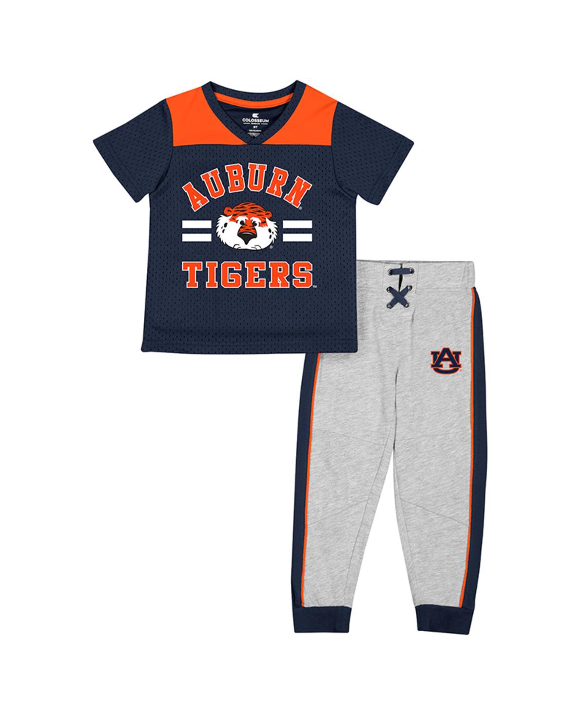 Colosseum Babies' Toddler Boys  Navy, Heather Gray Auburn Tigers Ka-boot-it Jersey And Pants Set In Navy,heather Gray
