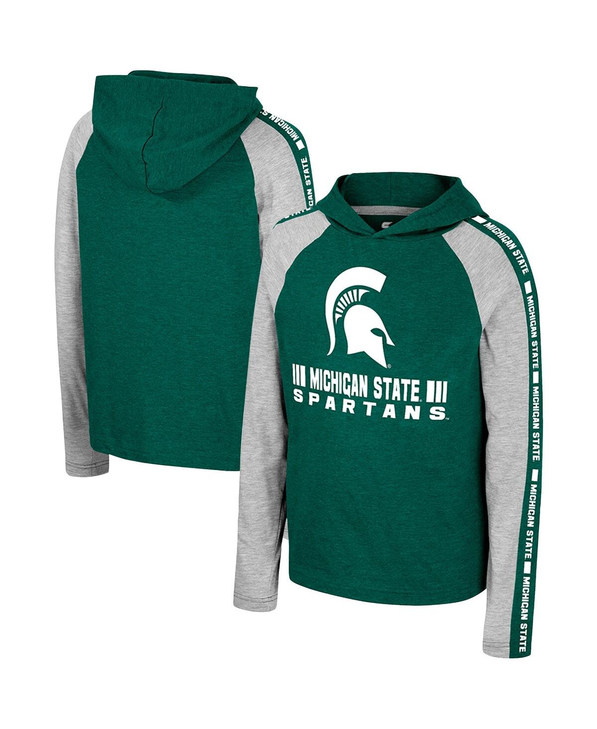Shop Colosseum Big Boys  Green Michigan State Spartans Ned Raglan Long Sleeve Hooded T-shirt