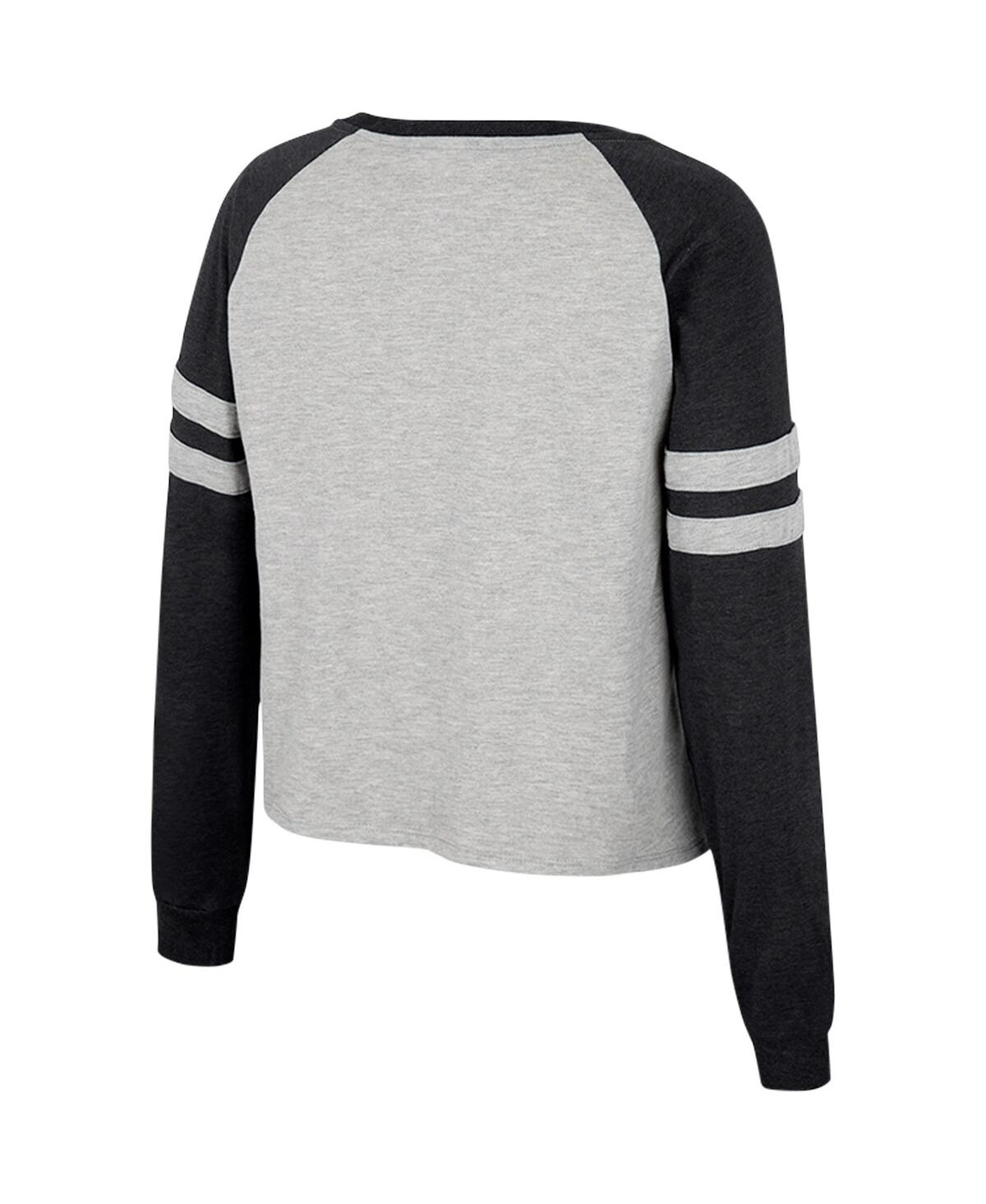 Shop Colosseum Women's  Heather Gray Purdue Boilermakers I'm Gliding Here Raglan Long Sleeve Cropped T-shi
