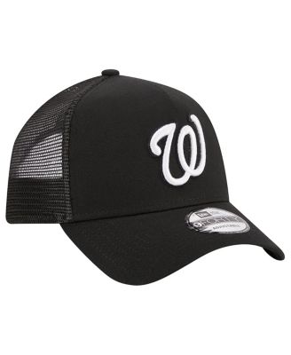 Men's Black Washington Nationals A-Frame 9FORTY Trucker Adjustable Hat