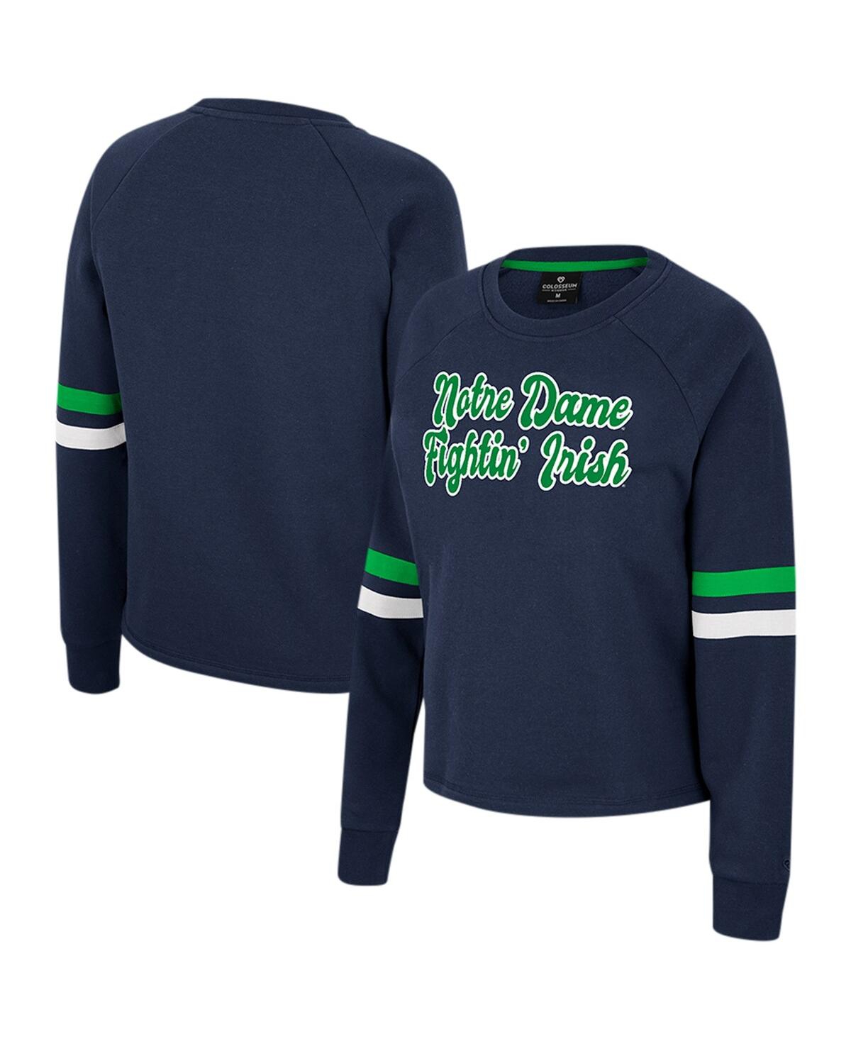 Women's Colosseum Navy Notre Dame Fighting Irish Talent Competition Raglan Pullover Sweatshirt - Navy