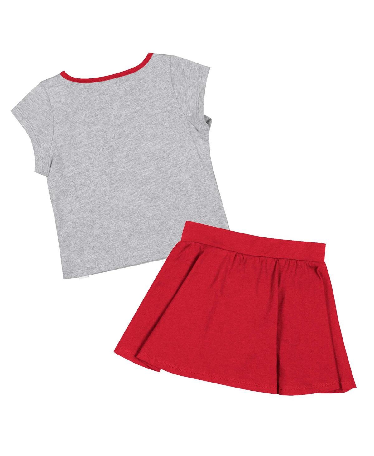Colosseum Girls Toddler  Heather Gray/crimson Alabama Crimson Tide Two-piece Minds For Molding T-shir In Heather Gray,scarlet