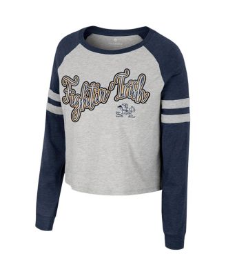 Women's Heather Gray Notre Dame Fighting Irish I'm Gliding Here Raglan Long Sleeve Cropped T-shirt