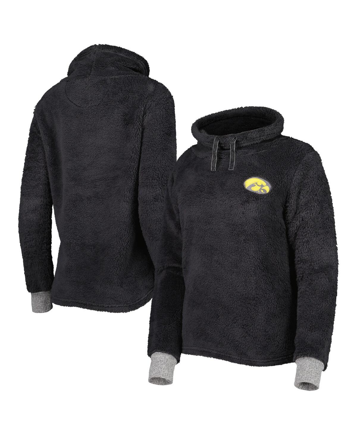 Women's Charcoal Iowa Hawkeyes Fluffy Cowl Pullover Hoodie - Charcoal