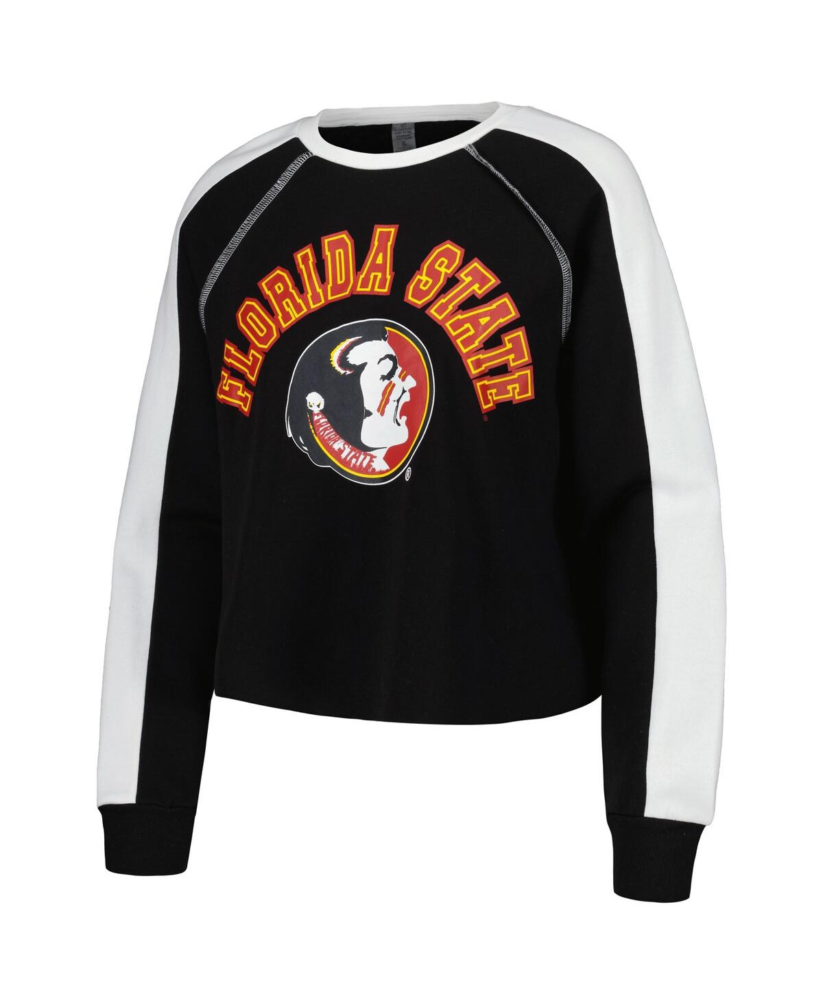 Shop Gameday Couture Women's  Black Florida State Seminoles Blindside Raglan Cropped Pullover Sweatshirt