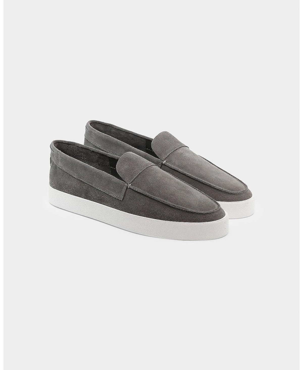 Mens Hemisphere Suede Slip On Loafer - Dark grey/white