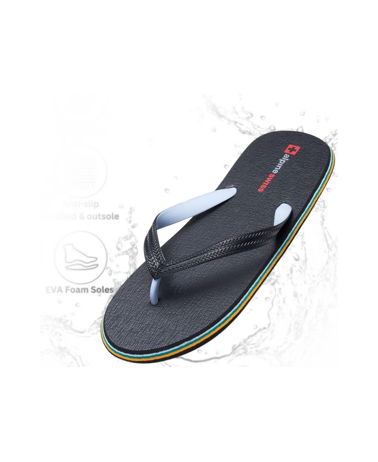 Мужские сандалии Alpine Swiss Flip Flops Ultra-light Thin EVA foam Sandals for Beach Pool Everyday Wear Simple Flexible Flip Flops for Men, цвет: Чёрный — фото 7
