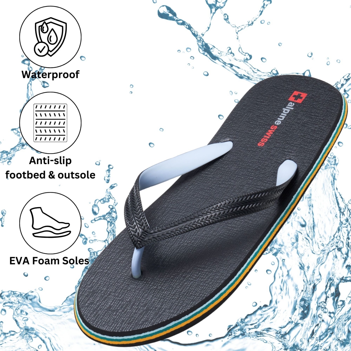 Alpine Swiss Mens Flip Flops Lightweight Eva Thong Summer Beach Sandals