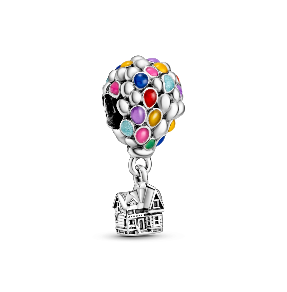 Disney Sterling Silver Pixar Up House Balloons Charm - Multicolor