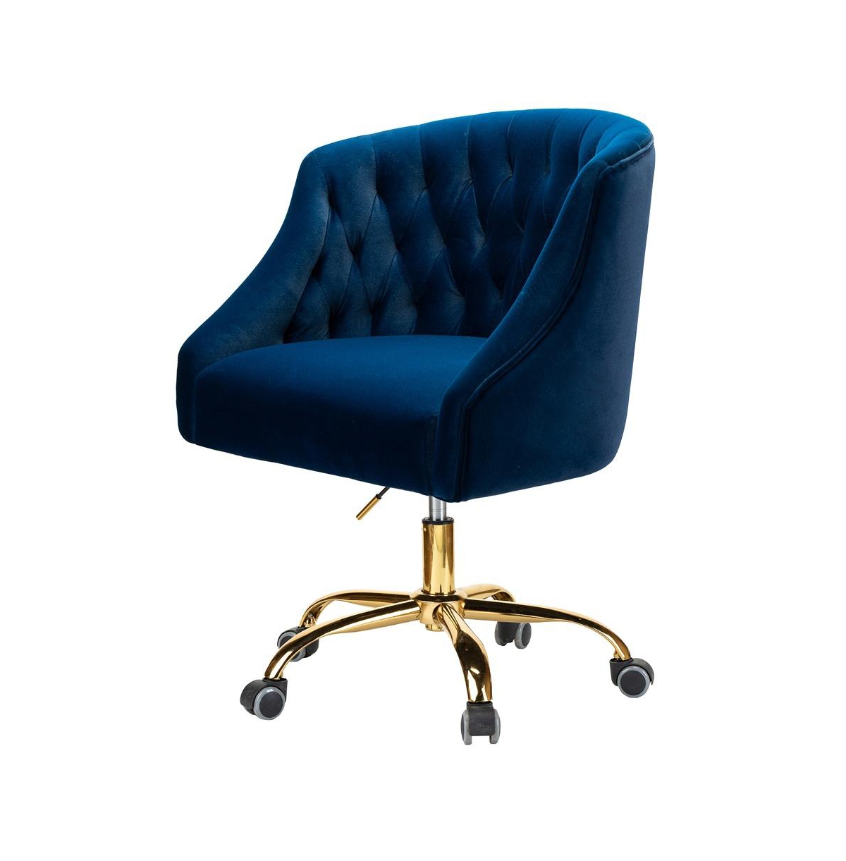 Hulala Home Modern Cute Velvet Desk Chair with Gold Base for Living Room,Bedroom