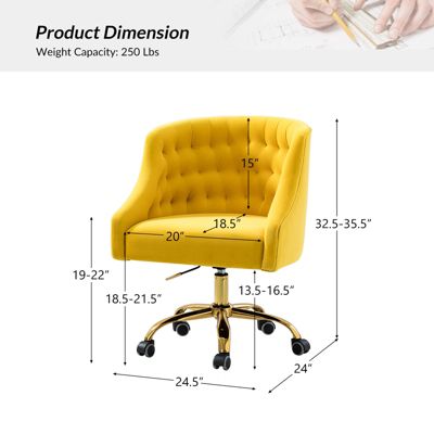   Standard   Velvet, Gold Metal   Stylish, Compact Desk Chair