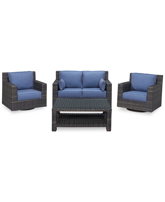 Furniture Viewport Outdoor Wicker 4Pc. Seating Set (1 Loveseat, 2