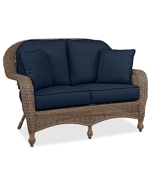 Furniture Sandy Cove Wicker Outdoor Loveseat Custom Sunbrella