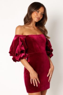 Womens Dali Off Shoulder Velvet Mini Dress