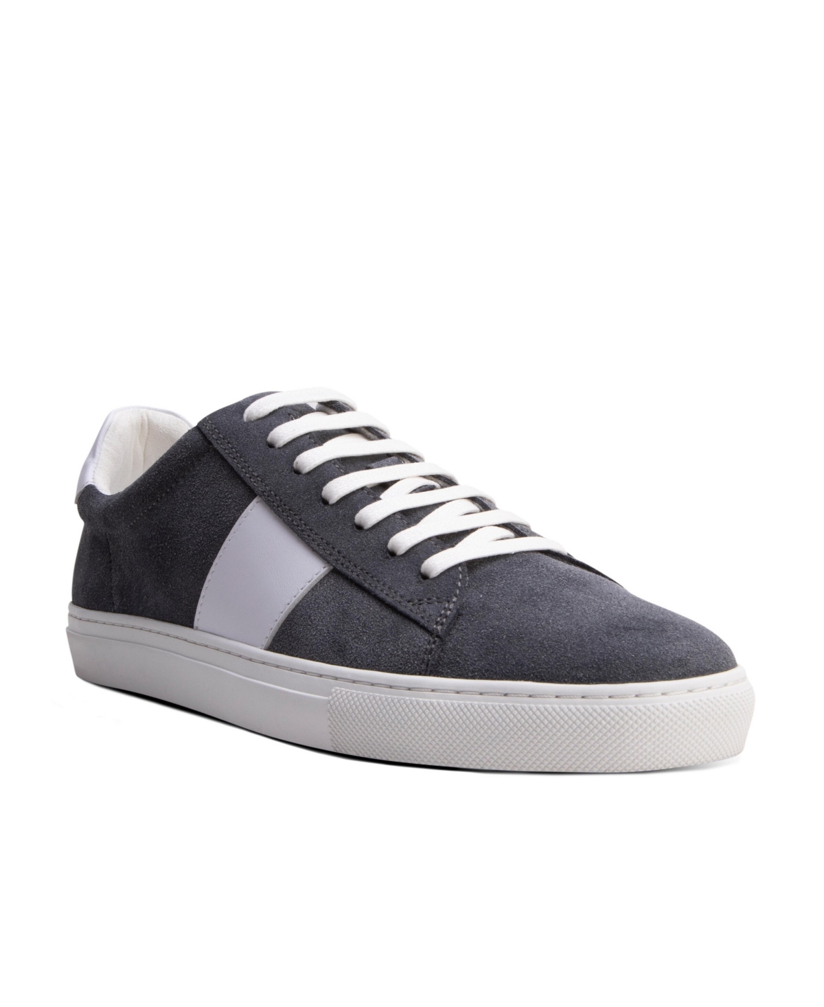Men's Jay Stripe Casual Mixed Leather Low Top Fashion Sneaker - Light blue suede/white