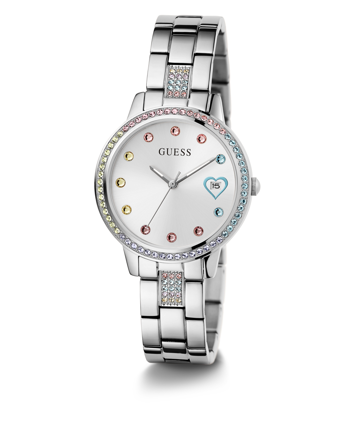 Shop Guess Women's Date Silver-tone Stainless Steel Watch 34mm