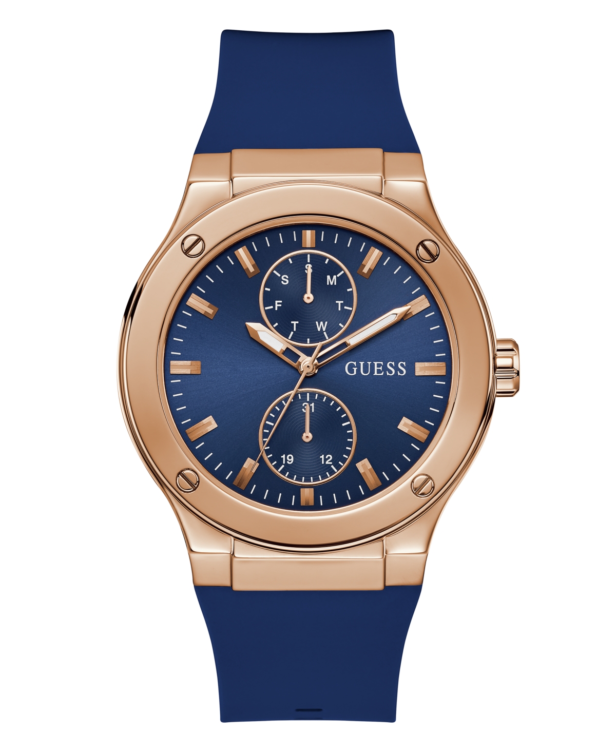 Guess Men's Multi-function Blue Silicone Watch 45mm
