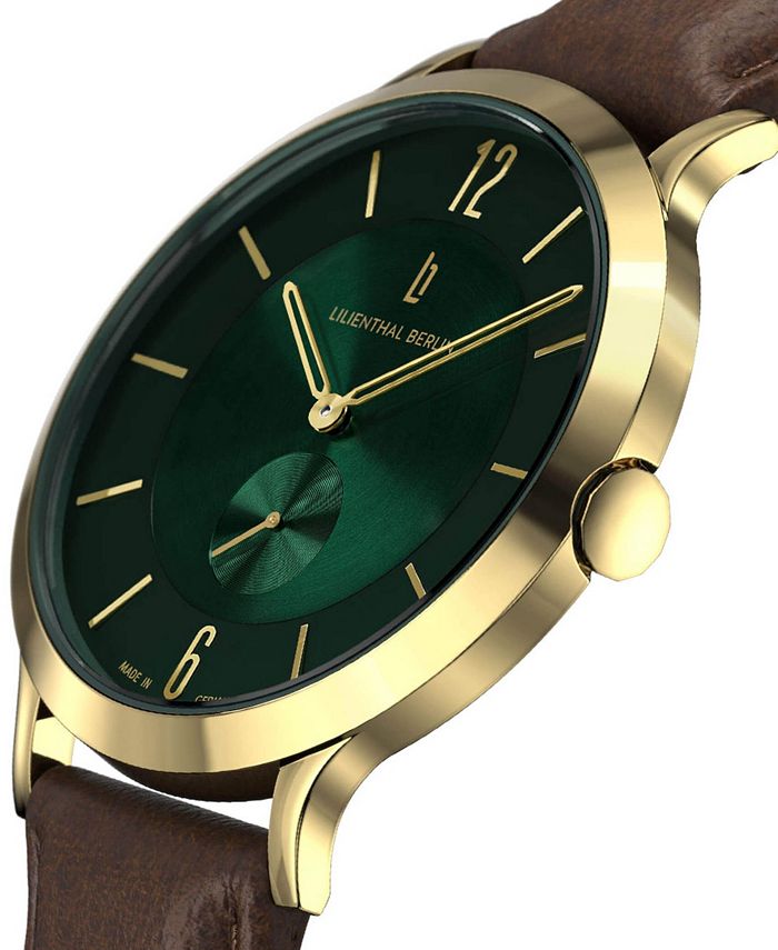 Lilienthal Berlin Men's The Classic Gold Green Brown Leather Watch 42mm
