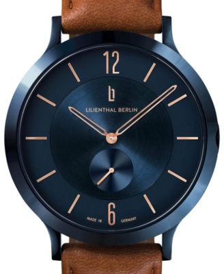 Lilienthal Berlin Men's The Classic Blue Rose Gold Brown Leather