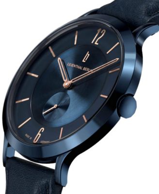 Lilienthal Berlin Men's The Classic Blue Rose Gold Navy Blue Leather Watch 42mm