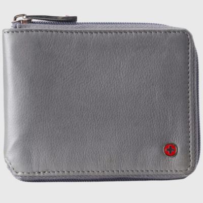 Men's Logan Zipper Bifold Wallet | All-Around Zip Closure | 13 Card Slots 2 Bill Sections | RFID Protected Premium Leather | Gift Box