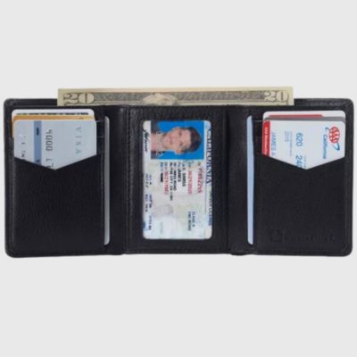 Mens Leon Trifold Wallet RFID Safe Bifold Genuine Leather ID Window