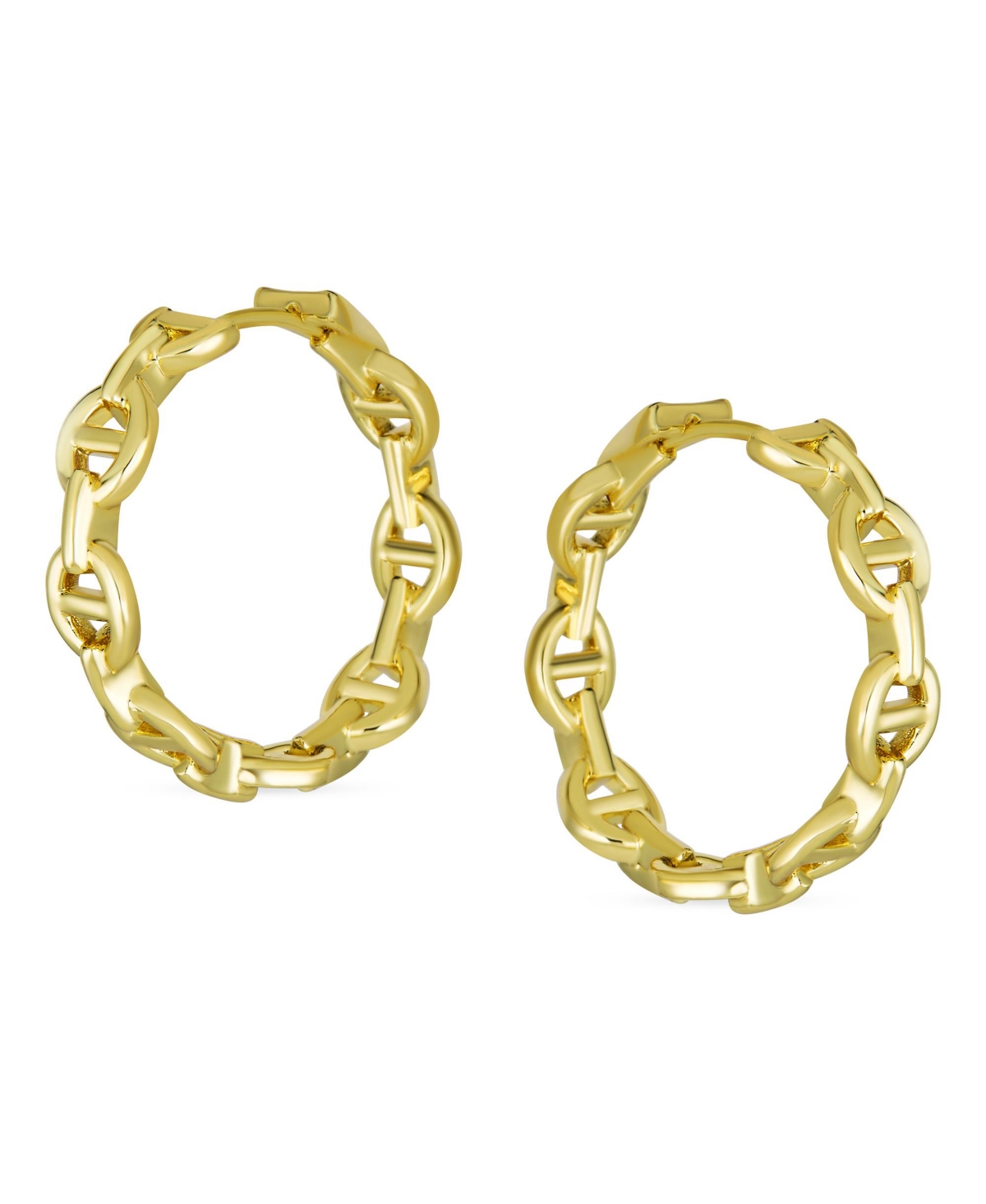 Classic Round Paper Clip Link Open Anchor Puff Mariner Chain Link Hoop Earrings Women