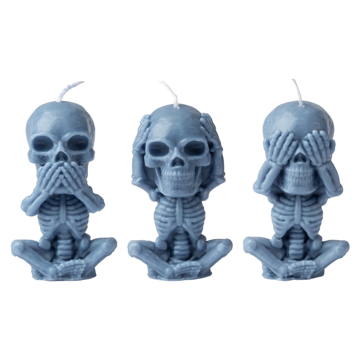 Skull Creative Candle for Spooky Halloween Decoration - 3 pack - Blue