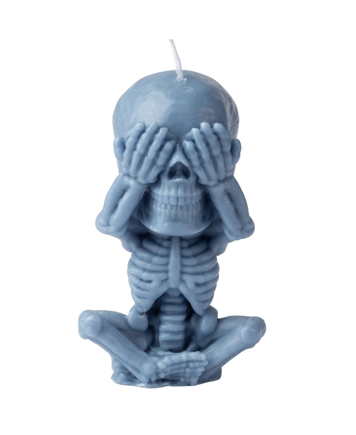 Skull Covering Eyes Creative Candle for Spooky Halloween Decoration - Blue