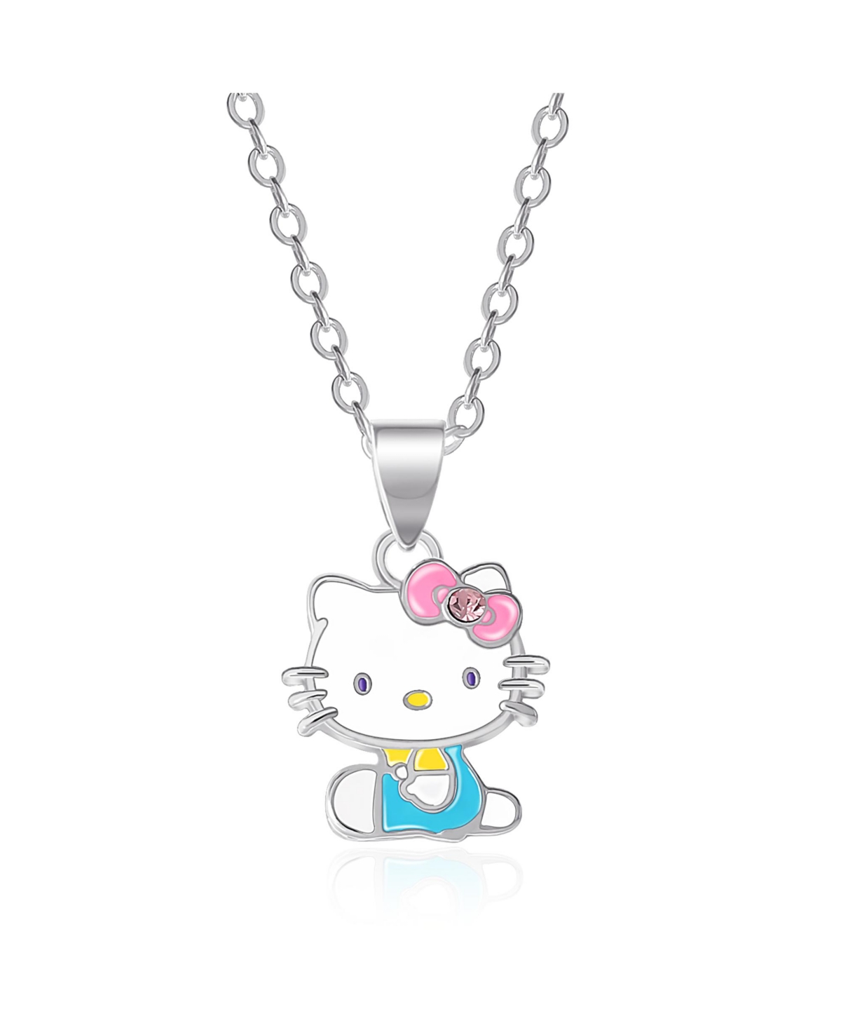 Hello Kitty Sanrio Silver Plated and Clear Crystal My Melody Pendant - 18'' Chain, Officially Licensed Authentic - Pink
