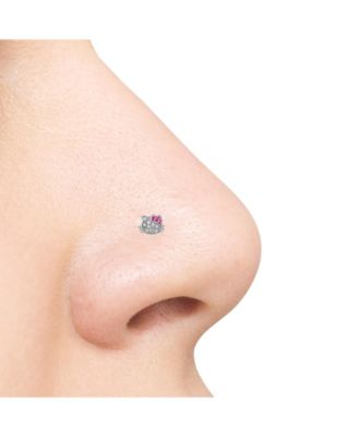 Sanrio Stainless Steel (316L) Nose Stud - Hello Kitty Crystal, Authentic Officially Licensed