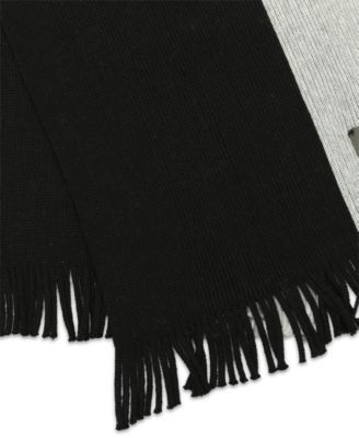 Men's Thick Wool Blend Side Stripe Logo Scarf
