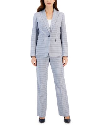 Le Suit - Women's Plaid Pant Suit, Regular & Petite